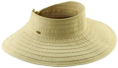 Scala Women's Ribbon Braid Roll-up Sun Visor Hat (Natural)