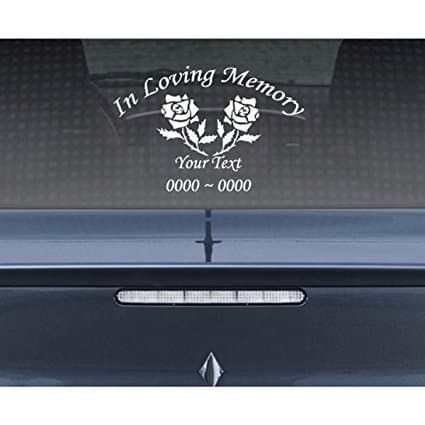 Custom Roses 1 in Loving Memory Personalized Car-Wall-Vinyl Decals Stickers (8 Inches)