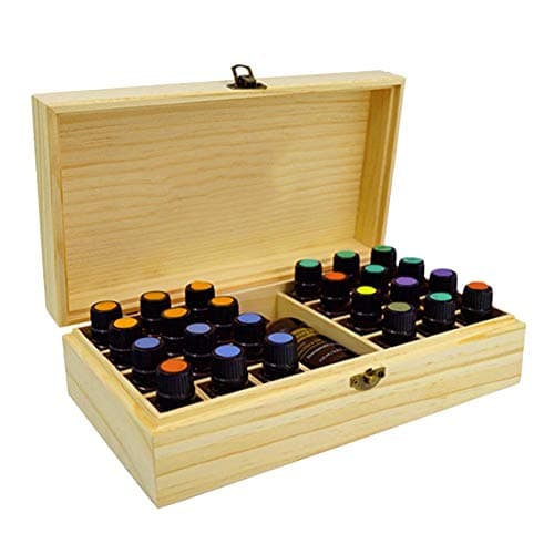Forestwood Portable Essential Oil Storage Box, Solid Wood 24 Bottles Nail Polish Storage Case Box, Convenient And Practical