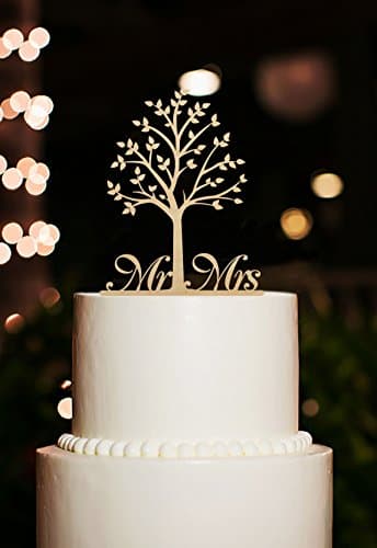 Rustic Tree Mr and Mrs Wedding Cake Toppers for Wedding Decorations