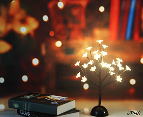 UPHA 24 LED XmasTabletop Cherry Blossom Bonsai Tree Light, Warm White Light