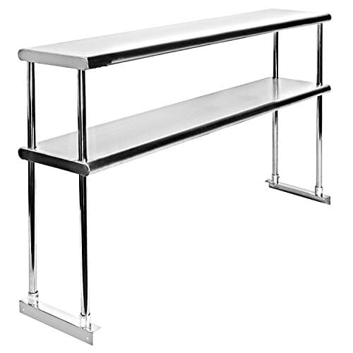 Stainless Steel Adjustable Double Overshelf for Work Table 18 x 48