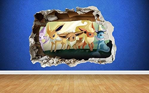 Thorpe Signs Pokemon Go #2 3D Style smashed wall sticker kids childrens bedroom vinyl pikachu (Large: 80cm x 58cm)