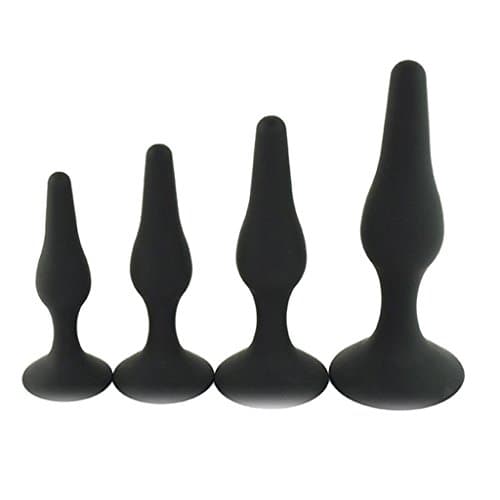 SS3UE 4 Pack/Size Silicone butt Plug Trainer Set Adult Toys for Men Women - Black