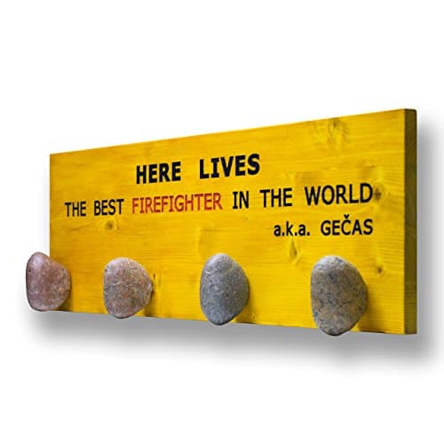 Customized Modern Towel Hook - Personalised stone towel hook - wood coat hook - CNC engraved solid wood coat rack with natural Beach Stones