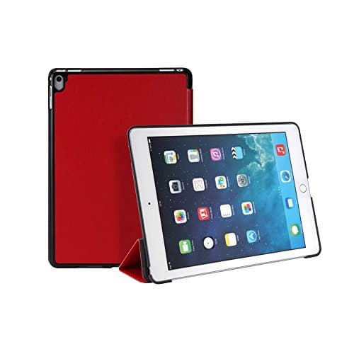 iPad Pro 9.7 Case - Miroddi Slim Folding Stand Cover Case with PU Leather Back for Apple iPad Pro 9.7 Inch Tablet Auto Wake / Sleep Function (2016 Release) (Red)