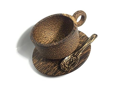 Upluck Classic Wood Novelty Coffee Mugs Cup with Spoon for Tea Coffee