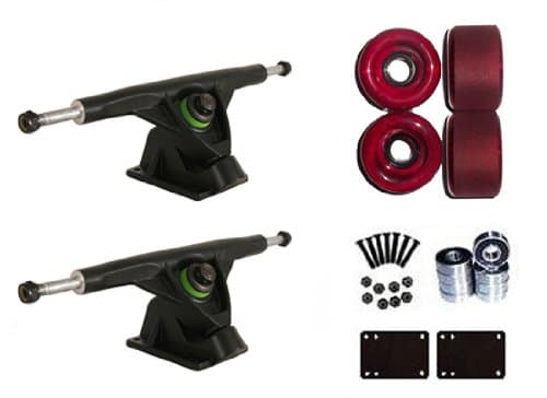 Longboard Reverse Kingpin 9.5" Black Trucks Skateboard Deck Package Slide Wheels, Abec 7