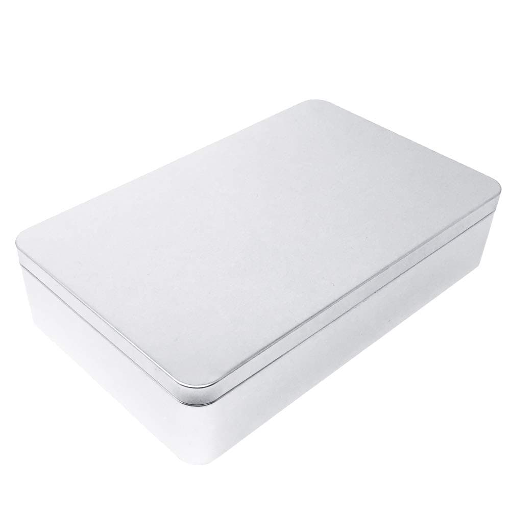 Zanzpc 8.5 by 5.3 by 1.9 inch Rectangular Empty Tin Box Containers, Gift, Jewelery and Storage Tin Kit, Home Organizer,Silver