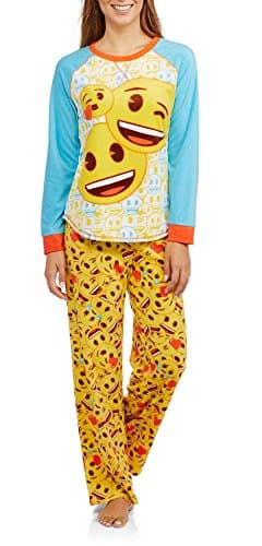 Ladies' emoji Microfleece PJ Set (L 12-14, multi)