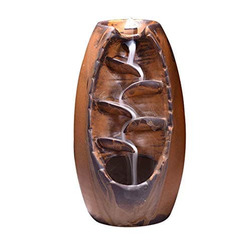 LYUS Backflow Incense Burner,Incense Holder with 10 pcs Cones Chinese Ceramic Incense Censer for Home Decor