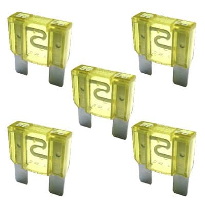 5 x Flat Fuse 20A MAXI - 32V / Yellow /