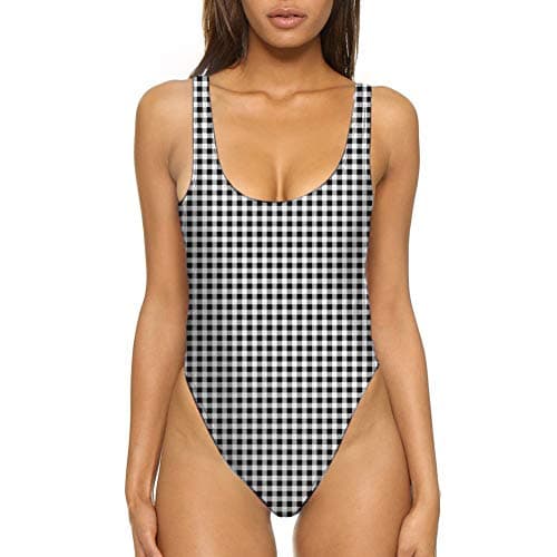 MIAIULIA Women's 80s/90s Inspired High Cut Low Back Padding One Piece Swimwear Bathing Suits