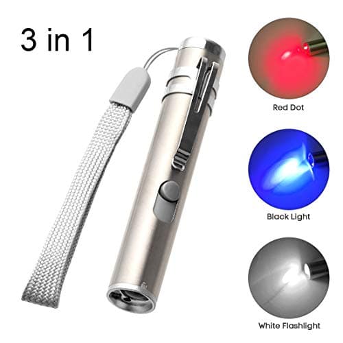 Lytrek Cat Interactive Toy, 3 in 1 USB Funny Pet Catch Chaser Light Toy with Red Dot and Flashlight to Scratching Training Tool for Cat or Dog