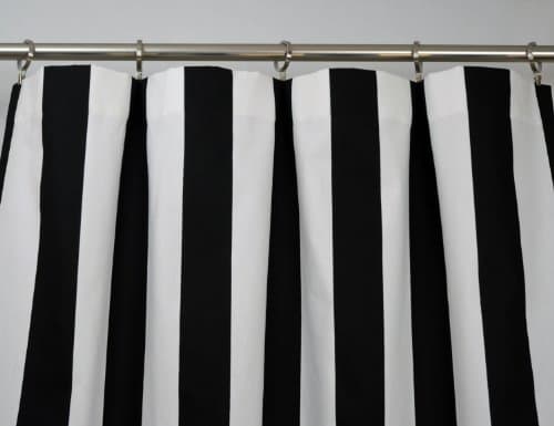 Black and White Vertical Stripe Drape, One Rod Pocket Curtain Panel 96 inches long x 50 inches wide