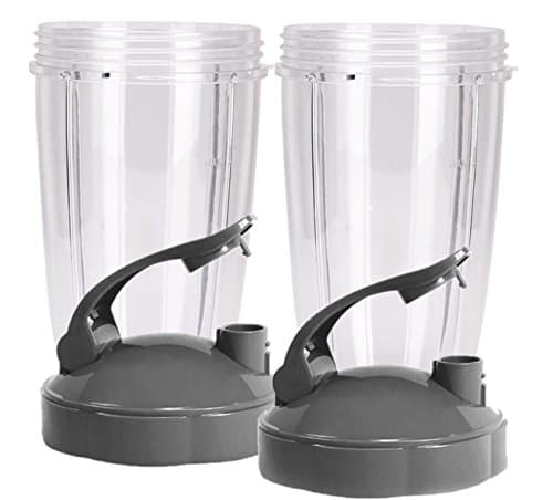 Tall Replacement Cups for NutriBullet High-Speed Blender/Mixer | 24 oz Cup with Flip Top To-Go Lid for Nutribullet (Pack of 2) by Preferred Parts