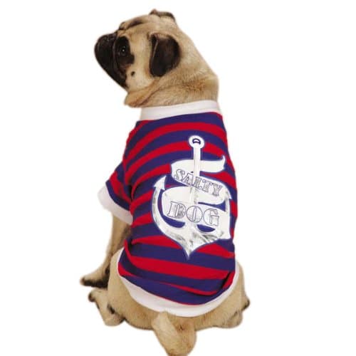 East Side Collection Polyester/Cotton Paws on Deck Salty Dog Tee, XX-Small, Red
