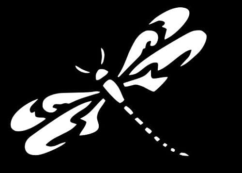Dragonfly Window Decal 6" wide. White (or choose from 12 colors) with No background. Made by Maple Creek