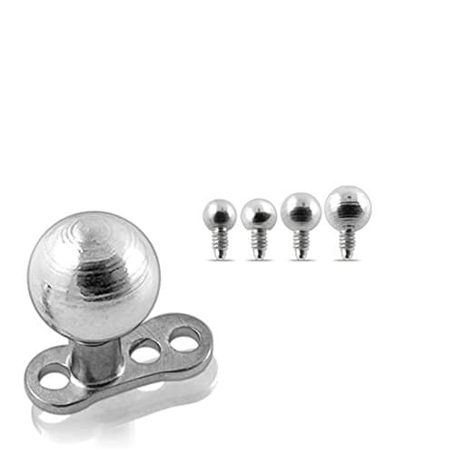 Buy 1 Get 5 !!! G23 Grade Titanium Base with 5 Pieces Changeable 316L Surgical Steel Top Dermal Ball in All Size As Shown.