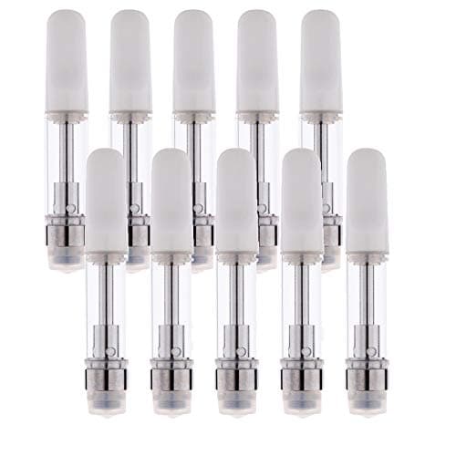 10 Pack 0.5 / 1ml Ceramic Wickless Cartridge O-i-l and D-i-s-t-i-l-l-a-t-e Acessaries For C-C-E-L-L (1ml, White)