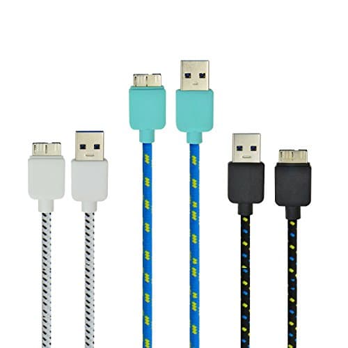 Gonezon 3 Color 3M Nylon Braided Durable Universal USB 3.0 Micro USB Charging/Sync Data Cable + Dolphin Decorate Strap For Samsung Galaxy Note 3 N9000/N9005 Galaxy S5 Nokia Lumia 2520 Tablet /Tab Pro 12.2 - Light Blue White Black