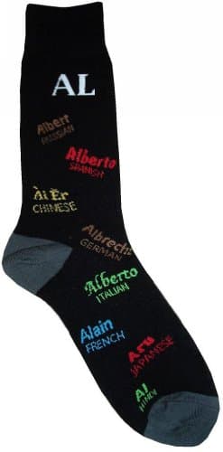 AL Name Socks(How to say AL in 8 different languages) Unique Fashion