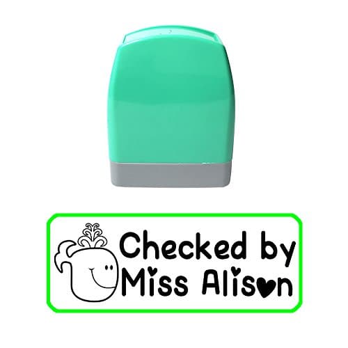 Teacher Stamp 1.3" Rectangle Customized Holiday Gift Whale Cetacean Fish Sea World Checked By Self Inking Return Rubber Stamps School Supplier Stationary Office Supply