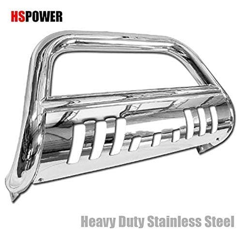 Bull Bar Push Bumper Grill Grille Guard Compatible with 2005-2021 Nissan Frontier/Pathfinder | Chrome Finish Stainless Steel Front Bumper Bull Bar Guard