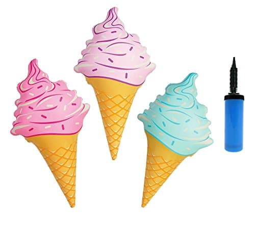 3-Pc Inflatable Ice Cream Cones Set + 1 Blue Balloon Hand Pump