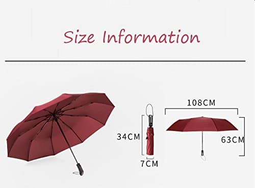 HOMEIC Wind Resistant Folding Automatic Umbrella Rain Women Auto Windproof Umbrellas Red