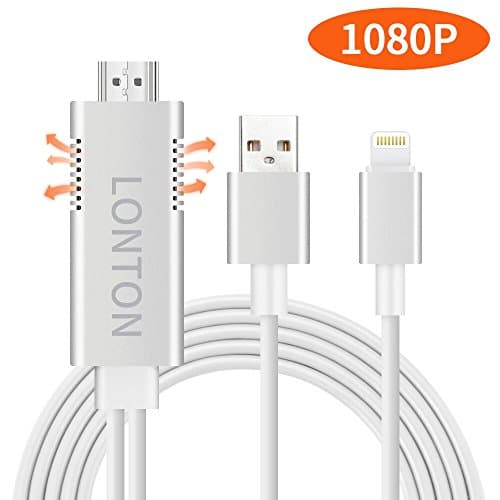 Lonton Lightning to HDMI, iPhone to HDMI Cable Lightning Digital AV to HDMI Adapter 6.0ft 1080P HDTV Cable for iPhone,iPad,iPod,Plug and Play by (Silver)