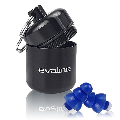 Evaline Noise Cancelling Ear Plugs + Carry Case – Super Comfortable High Fidelity Ear Plugs for Sleeping &amp; Hearing Protection –Silicone, Reusable Noise Reduction Ear Buds (Blue)