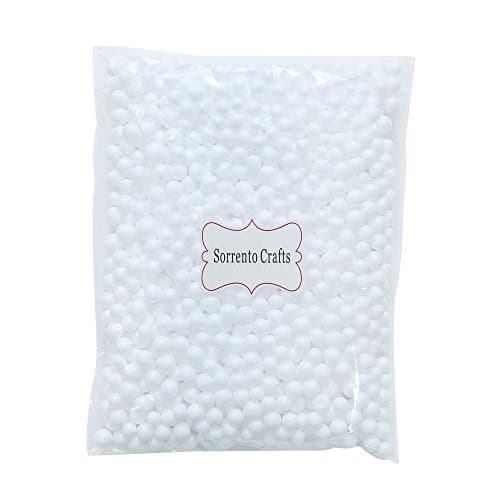 5-10mm(0.2-0.39 Inch) Mini Styrofoam Foam Balls Decorative Slime Ball DIY Wedding Party School Home Decoration 1pack(900pcs) (White)