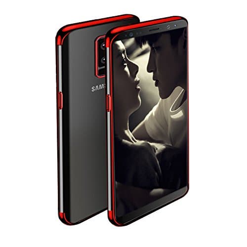 Galaxy S9 Plus Case, Slim Fit Clear PC Cover with Heavy Duty Protective TPU Bumper for Samsung Galaxy S9 Plus. (plus clear red)