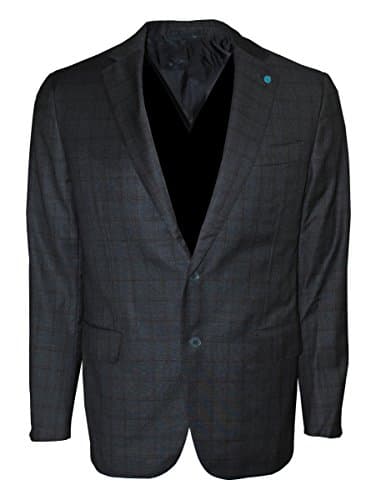 Eidos NapoliMen's Two Button Plaid Slim Fit Wool Sport Coat Gray US 42R-EU 52R