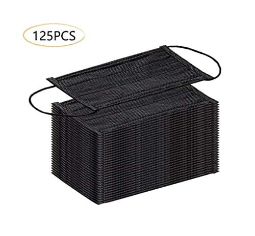 ALL Black 125 Pcs/box Disposable Earloop Face Mask 3 Ply Soft Non Woven Breathable Shield Anti Dust Antiviral Allergy Pollen for Flu Surgical Dental Health