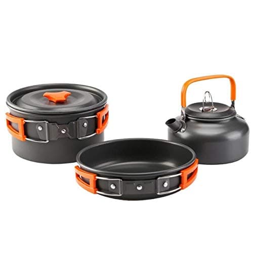 Portable Camping Cookware and Pot Set Aluminum Cooking Kits for Camping/Backpacking/Hiking/Trekking-Style C Orange