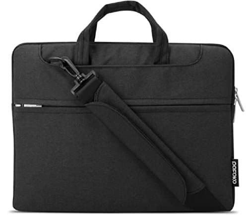 Laptop Sleeve,Notebook Waterproof Multi-function Handbag One Shoulder Message Carry Bag Case for Macbook Air/Pro 11" 12" with Velvet Lining (Black")