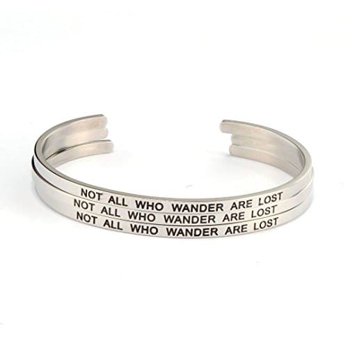 "Not all who wander are Lost" cuff bangle bracelet engraved - positive messages