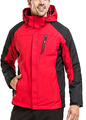 YXP Men's Waterproof Ski Jacket Double Layer Fleece Jacket