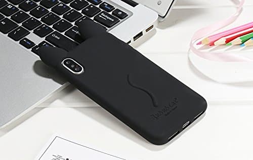 iPhone X / 10 Case , CKCY KoKo Cat Soft Silicone ,Cute Kitty Ears Case For Apple iPhone X / 10 (2017 Release) 5.8" (Black)