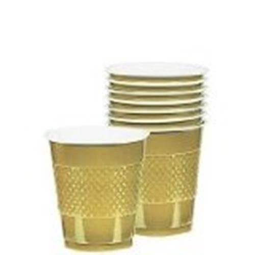 Gold Sparkle Plastic Drinking Cups 9oz 20 Ct. Cocktail Size Wash and Reuse by Festive Occasion