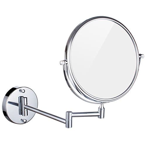 DOWRY Wall Mount Magnifying Mirror 10x Magnification, 8 Inch Double-Sided Swivel, 12 Inch Extension, Polished Chrome Finished M1309-10
