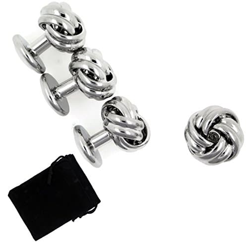 Dickie Bows Classic Silver Knot Shirt Studs Set with Pouch