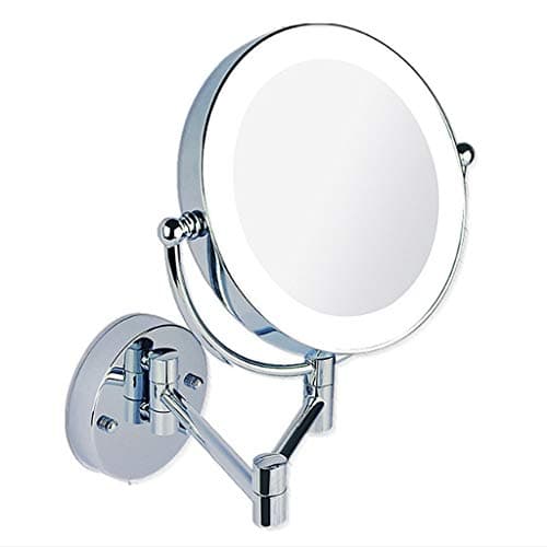 Mirrors Magnifying Makeup Vanity Mirror LtHvoa Dressing Mirror With Lights 8" Wall Mounted Makeup Mirror LED Lighted Two Sided 360° Swivel Extendable Cosmetic Vanity Mirror 5X Magnification For Bathro