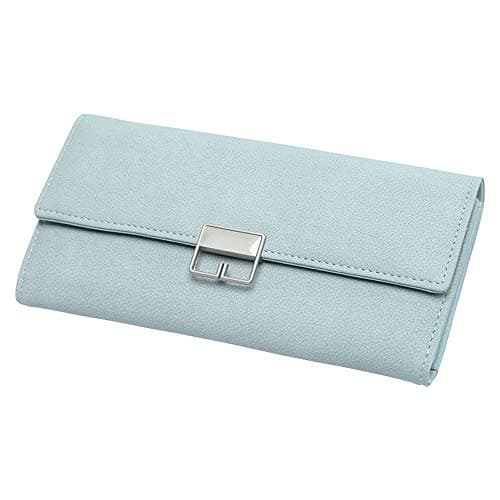 Vnlig Long Ladies Clutch Bag Personality Multi-function Folding Soft Leather Wallet (color : Light blue)