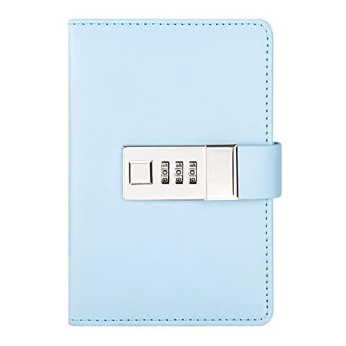 iPlanner PU Leather Journal Writing Notebook Planner Organizer, Size 10x14.8x2.8cm Daily Notepad Personal Sketchbook with Combination Lock, Password Diary for Men and Women