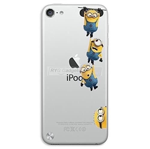 IPOD TOUCH 5th &amp; 6th Gen MINION CASE; Hard Plastic Transparent Clear Back Protector Snap On Case Cover with *FREE Tempered Glass &amp; Wipe* (Peeping)