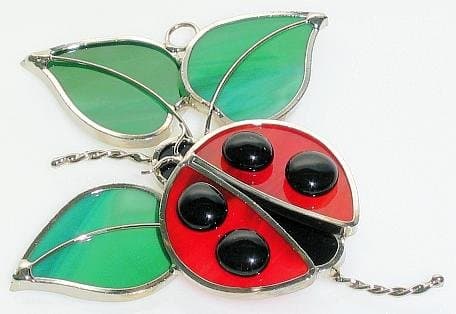 Ladybug Suncatcher in Real Stained Glass