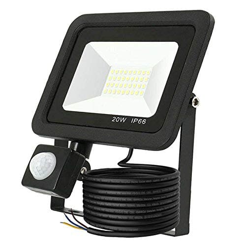 Motion Sensor Outdoor Security Light, 20W 1800lumen Super Bright LED PIR Sensor Flood Light, IP66 Waterproof Energy Saving Perfect for Garage, Garden and Forecourt [Energy Class A++] (20W)